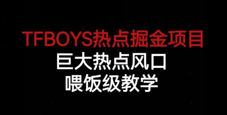 TFBOYS热点掘金项目，巨大热点风口，喂饭级教学-520资源库