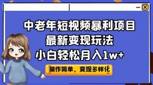中老年短视频暴利项目最新变现玩法，小白轻松月入1w+【揭秘】-520资源库