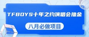 最新蓝海项目，靠最近非常火的TFBOYS十年之约演唱会流量掘金，八月必做的项目【揭秘】-520资源库