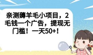亲测薅羊毛小项目，2毛钱一个广告，提现无门槛！一天50+【揭秘】-520资源库