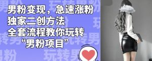 男粉变现，急速涨粉独家二创方法，全套流程教你玩转“男粉项目”【揭秘】-520资源库