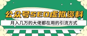 公众号SEO虚拟资料，操作简单，日入500+，可批量操作【揭秘】-520资源库