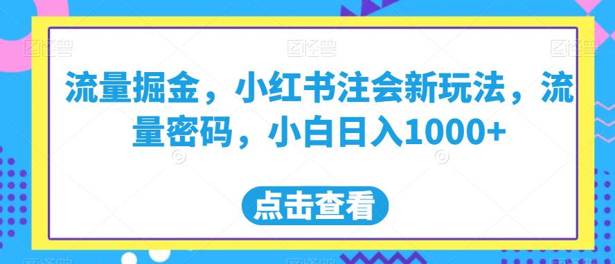 流量掘金，小红书注会新玩法，流量密码，小白日入1000+【揭秘】-520资源库