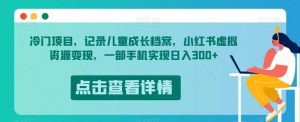 冷门项目，记录儿童成长档案，小红书虚拟资源变现，一部手机实现日入300+【揭秘】-520资源库