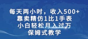 两小时，收入500+，靠卖精仿1比1手表，小白轻松月入过万！保姆式教学-520资源库
