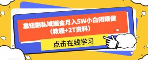 靠短剧私域掘金月入5W小白闭眼做（教程+2T资料）-520资源库