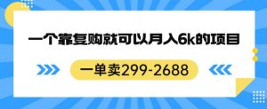 一单卖299-2688，一个靠复购就可以月入6k的暴利项目【揭秘】-520资源库