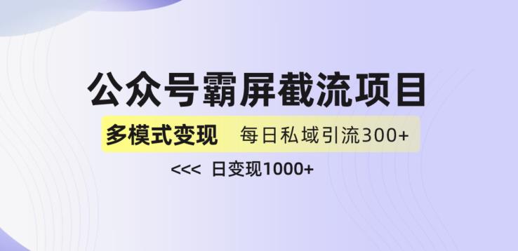 公众号霸屏截流项目+私域多渠道变现玩法，全网首发，日入1000+【揭秘】-520资源库