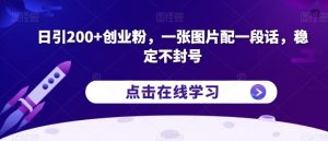 日引200+创业粉，一张图片配一段话，稳定不封号【揭秘】-520资源库