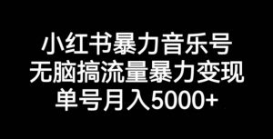 小红书暴力音乐号，无脑搞流量暴力变现，单号月入5000+-520资源库