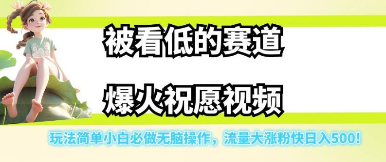 被看低的赛道爆火祝愿视频，玩法简单小白必做无脑操作，流量大涨粉快日入500-520资源库
