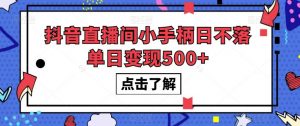 抖音直播间小手柄日不落单日变现500+【揭秘】-520资源库