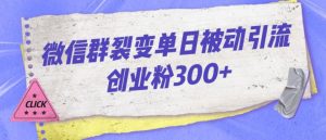 微信群裂变单日被动引流创业粉300【揭秘】-520资源库