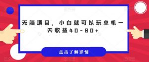 无脑项目，小白就可以玩单机一天收益40-80+【揭秘】-520资源库