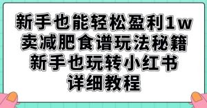 新手也能轻松盈利1w，卖减肥食谱玩法秘籍，新手也玩转小红书详细教程【揭秘】-520资源库