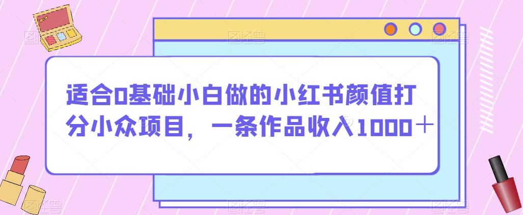 适合0基础小白做的小红书颜值打分小众项目，一条作品收入1000＋【揭秘】-520资源库