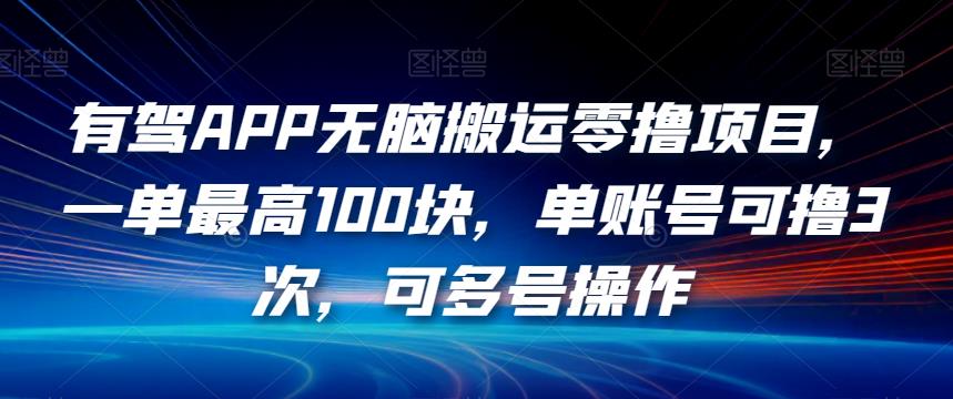有驾APP无脑搬运零撸项目，一单最高100块，单账号可撸3次，可多号操作【揭秘】-520资源库