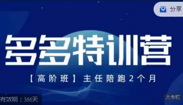 纪主任·多多特训营高阶班【9月13日更新】，拼多多最新玩法技巧落地实操-520资源库