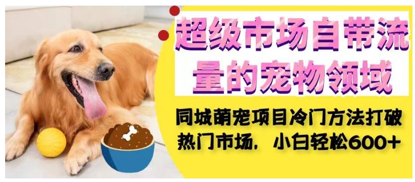 超级市场自带流量的宠物领域,同城萌宠项目冷门方法打破热门市场,小白轻松600+-520资源库