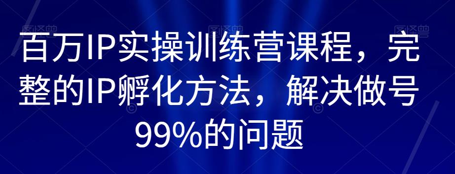 百万IP实操训练营课程，完整的IP孵化方法，解决做号99%的问题-520资源库