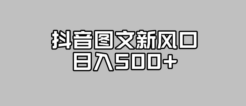 抖音图文最新风口，流量扶持非常高，日入500+【揭秘】-520资源库