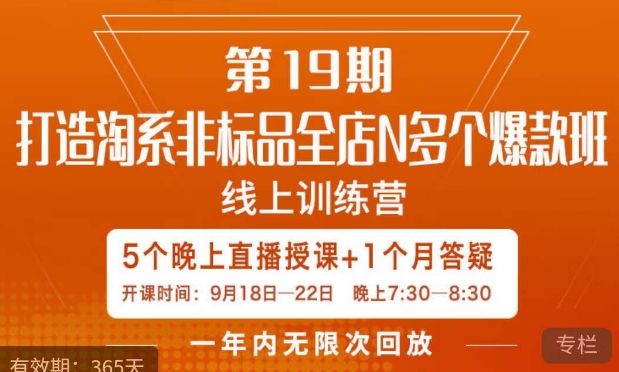 打造淘系非标全店N多个爆款线上课，​5天直播课-520资源库