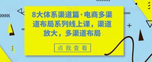 8大体系渠道篇·电商多渠道布局系列线上课，渠道放大，多渠道布局-520资源库