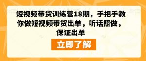 短视频带货训练营18期，手把手教你做短视频带货出单，听话照做，保证出单-520资源库