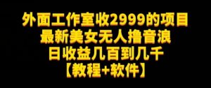 外面工作室收2999的项目最新美女无人撸音浪日收益几百到几千【教程+软件】（仅揭秘）-520资源库