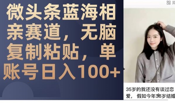 微头条蓝海相亲赛道，无脑复制粘贴，单账号日入100+-520资源库