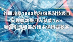 外面收费1980的涨粉黑科技项目，只靠做数据月入就能1w+【揭秘】-520资源库