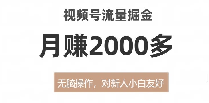 视频号流量掘金，无脑操作，对新人小白友好，月赚2000多【揭秘】-520资源库