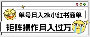 外面收费1980的小红书商单保姆级教程，单号月入2k，矩阵操作轻松月入过万-520资源库