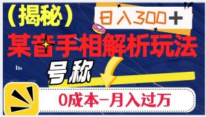日入300+的，抖音手相解析玩法，号称0成本月入过万（揭秘）-520资源库