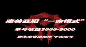 魔兽亚服一命模式，10天成号-单号3千-5千，脚本全自动操作，保姆级教学【揭秘】-520资源库