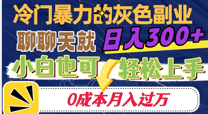 冷门暴利的副业项目，聊聊天就能日入300+，0成本月入过万【揭秘】-520资源库