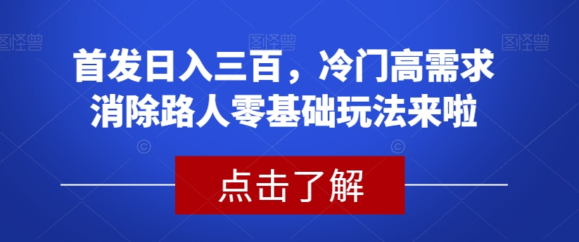 首发日入三百，冷门高需求消除路人零基础玩法来啦【揭秘】-520资源库
