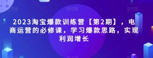2023淘宝爆款训练营【第2期】，电商运营的必修课，学习爆款思路，实现利润增长-520资源库