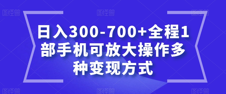 日入300-700+全程1部手机可放大操作多种变现方式【揭秘】-520资源库