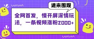 全网首发，慢开屏深情玩法，一条视频涨粉2000+【揭秘】-520资源库