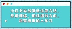 小红书实战落地运营方法，系统训练，抓住搞钱方向，跟有结果的人学习-520资源库