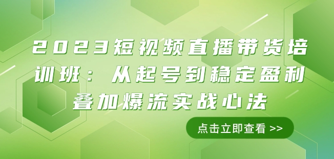 2023短视频直播带货培训班:从起号到稳定盈利叠加爆流实战心法(11节课)-520资源库