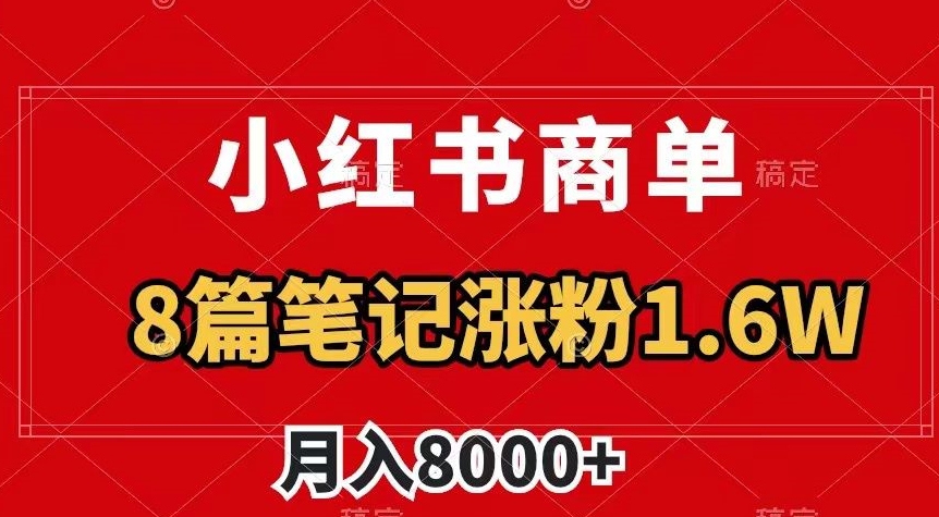 小红书商单最新玩法，8篇笔记涨粉1.6w，作品制作简单，月入8000+【揭秘】-520资源库