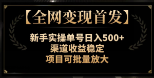 【全网变现首发】新手实操单号日入500+，渠道收益稳定，项目可批量放大【揭秘】-520资源库