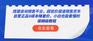 搭建自动销售平台，超低价渠道销售京东自营正品0成本赚差价，小白也能看懂的保姆级教程【揭秘】-520资源库