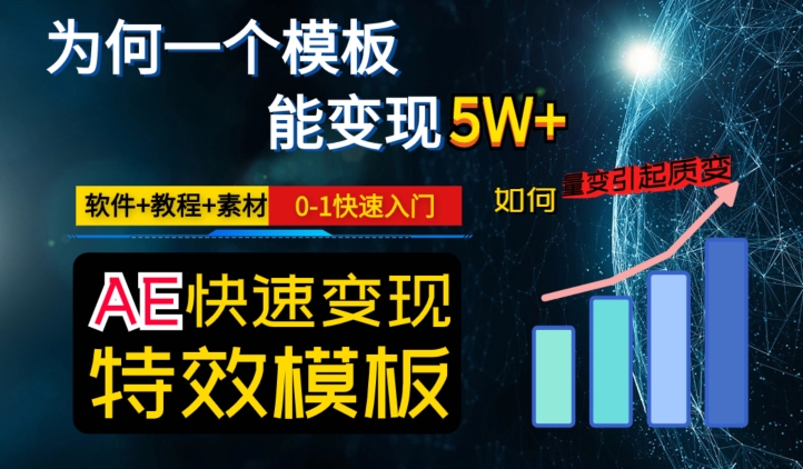 AE视频特效模板变现月入3-5W，0-1快速入门，软件+教程+素材-520资源库