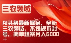AI头条最新掘金，全新三农领域，不违规不封号，简单粗暴月入6000＋【揭秘】-520资源库