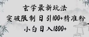玄学新玩法，突破限制，日引100+精准粉，小白日入1800+【揭秘】-520资源库