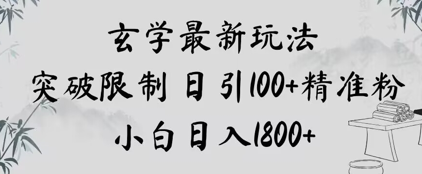 玄学新玩法，突破限制，日引100+精准粉，小白日入1800+【揭秘】-520资源库