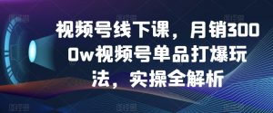 视频号线下课，月销3000w视频号单品打爆玩法，实操全解析-520资源库